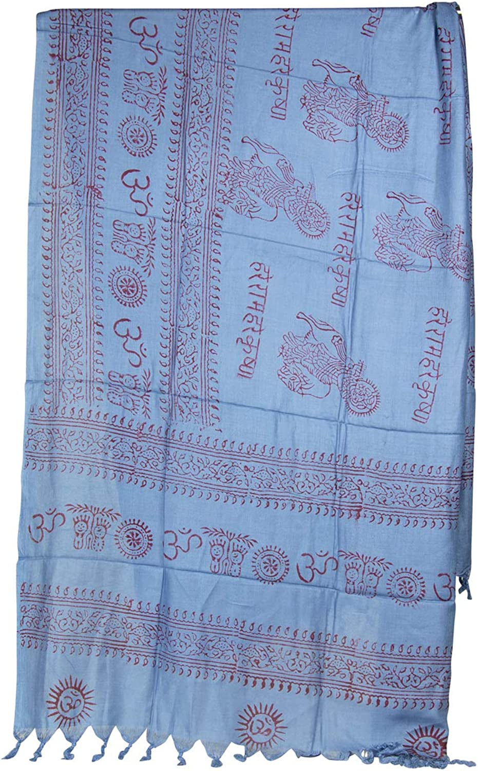 Large Om Scarf Wrap Yoga Soft Cotton Mix Hand Printed Boho Bohemian White Black Yellow Apparel & Accessories > Clothing Accessories > Scarves & Shawls Tribe Azure   