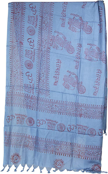 Large Om Scarf Wrap Yoga Soft Cotton Mix Hand Printed Boho Bohemian White Black Yellow Apparel & Accessories > Clothing Accessories > Scarves & Shawls Tribe Azure   