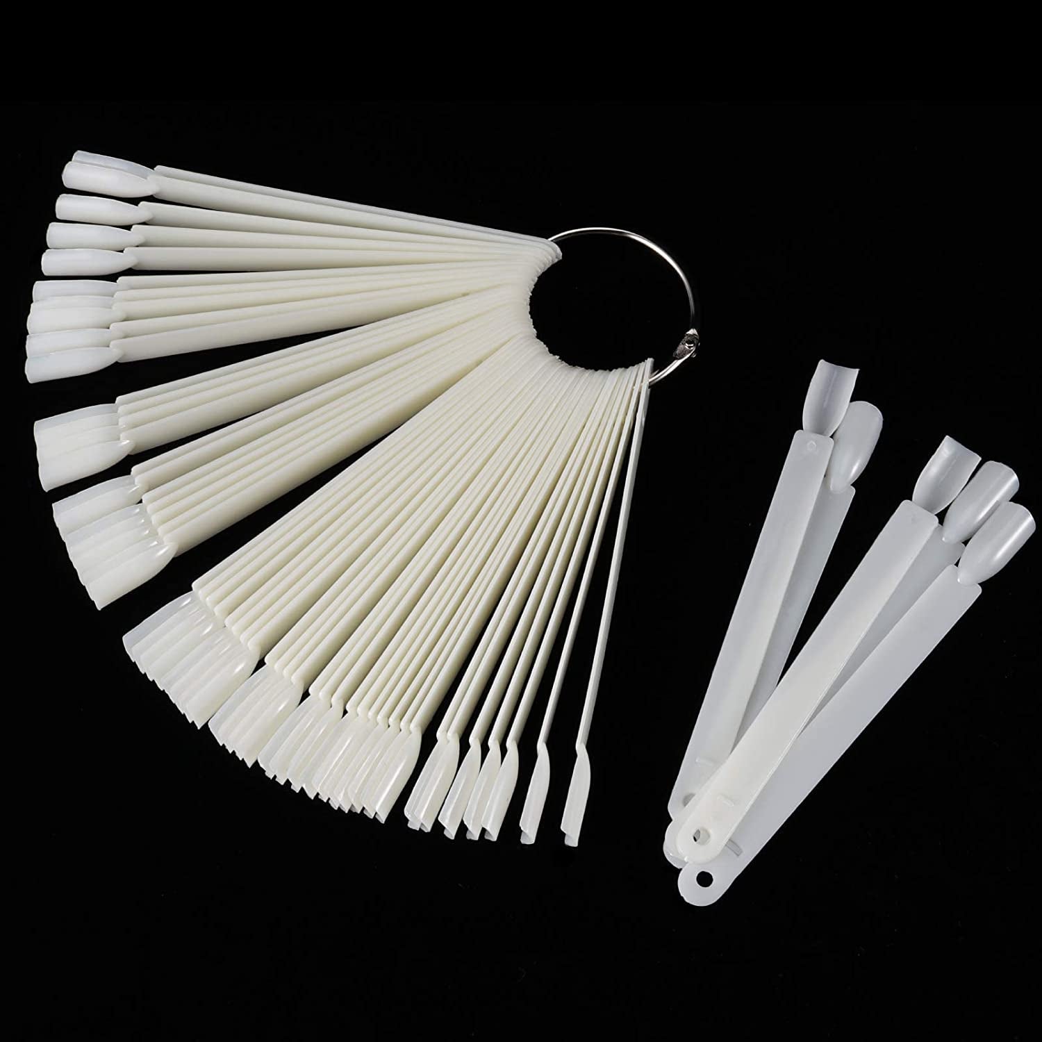 KOHAND 200PCS Nail Swatches Sticks, Fan-Shaped Natural Nail Tips Nail Art Palette Board Practice Tool Set with Stainless Steel Ring Holder for Nail Art Polish Display and DIY Health & Beauty > Personal Care > Cosmetics > Cosmetic Tools > Nail Tools KOHAND   