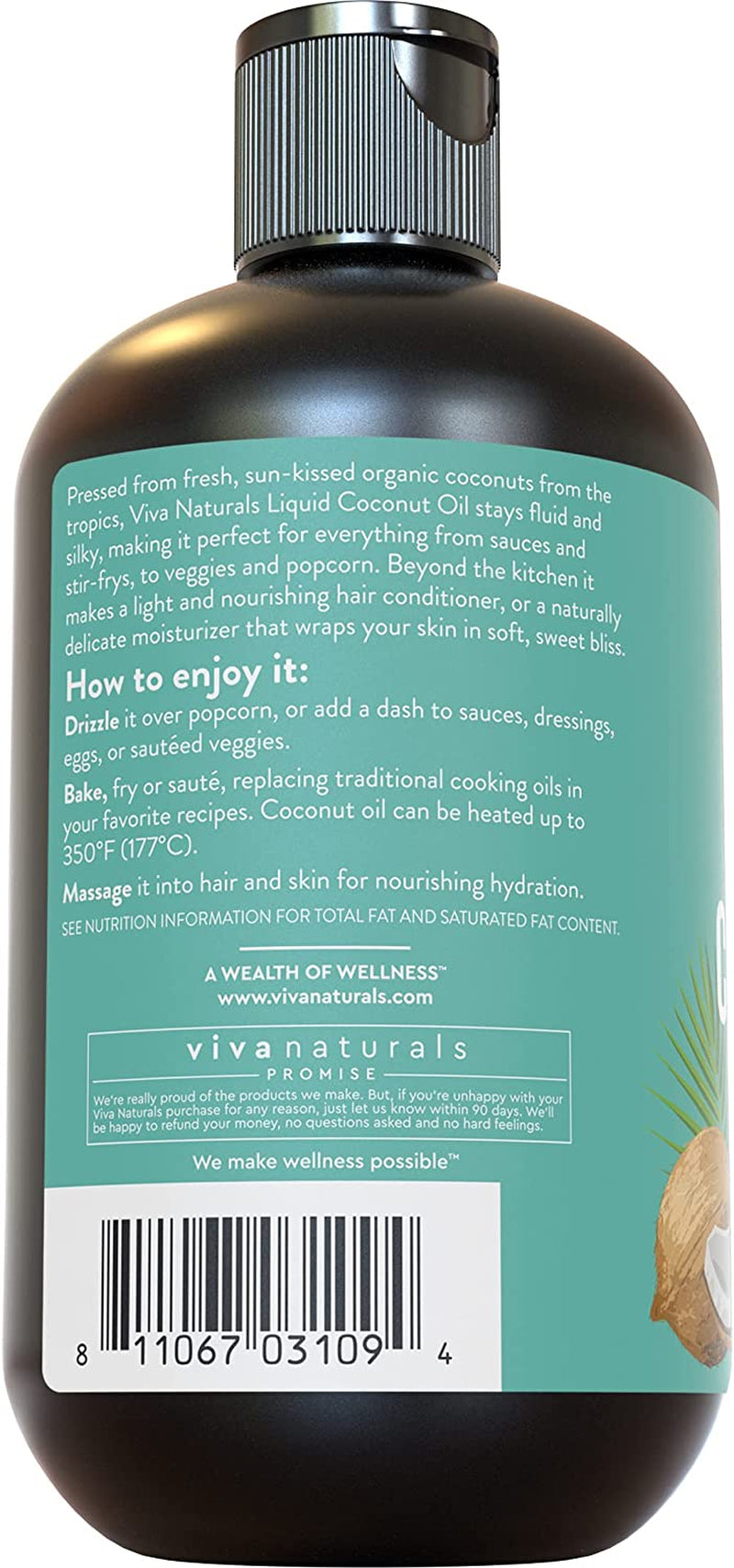 Organic Liquid Coconut Oil for Cooking, Baking, Skin and Hair Care - Stays Liquid Permanently, Organic Coconut Oil for Skin, Non-Gmo and USDA Organic Coconut Oil for Hair, 16 Oz Health & Beauty > Personal Care > Hair Care Viva Naturals   