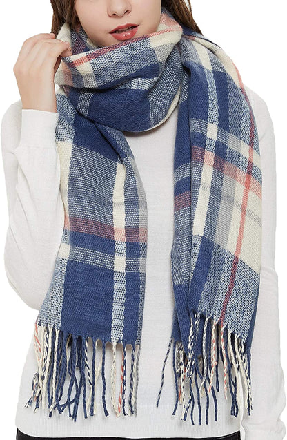 Wander Agio Women'S Fashion Long Shawl Big Grid Winter Warm Lattice Large Scarf Apparel & Accessories > Clothing Accessories > Scarves & Shawls Wander Agio Blue 3  