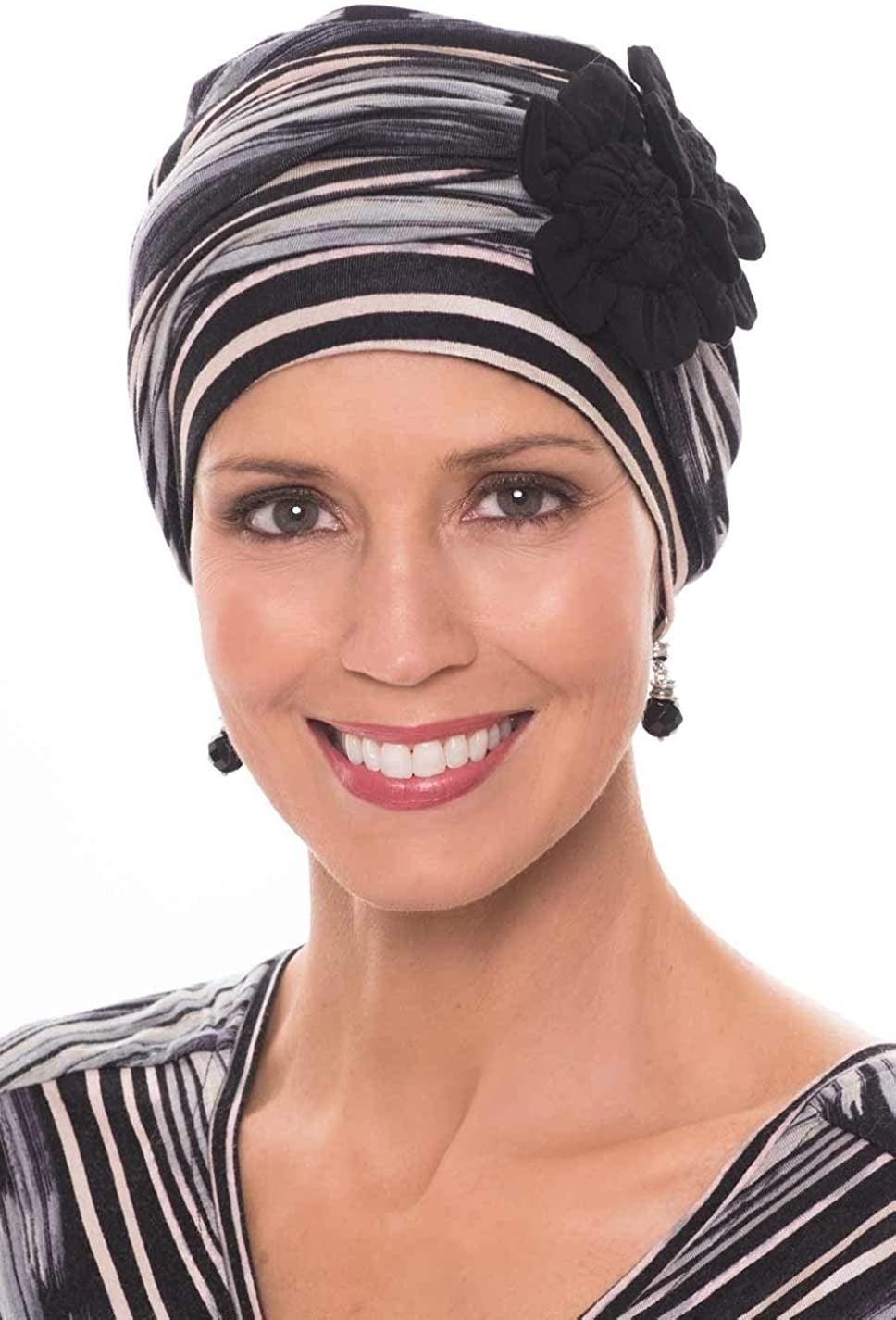 Cardani Flapper Turban - Vintage Flapper Hat in Soft Viscose from Bamboo Apparel & Accessories > Clothing Accessories > Headwear Cardani Multi Stripe W/ Black One Size 