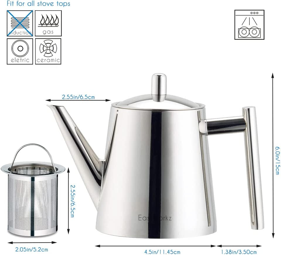 Easyworkz Stainless Steel Teapot with Removeable Infuser 27 Oz Stovetop Tea Maker for Fruit Herbal and Infusion Tea Apparel & Accessories > Jewelry > Bracelets Easyworkz   