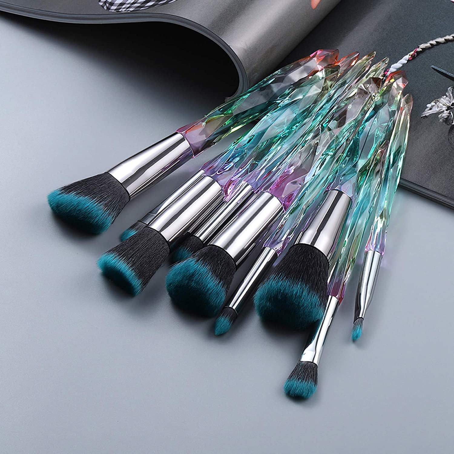 Kingtree Makeup Brush Set 10 PCS Crystal Makeup Brushes, Premium Synthetic Bristles Powder Foundation Blush Concealer Eye Shadow Eyeliner Eyebrow Brushes for Girls Ideal Beauty Tool for Women Health & Beauty > Personal Care > Cosmetics > Cosmetic Tools > Makeup Tools Kingtree   