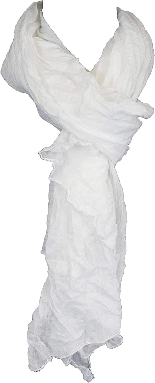 Cotton Solid Color Wrinkle Linen Scarf, Fashion Scarf, Multi Color, Beach Scarf Apparel & Accessories > Clothing Accessories > Scarves & Shawls Aleena White One Size 