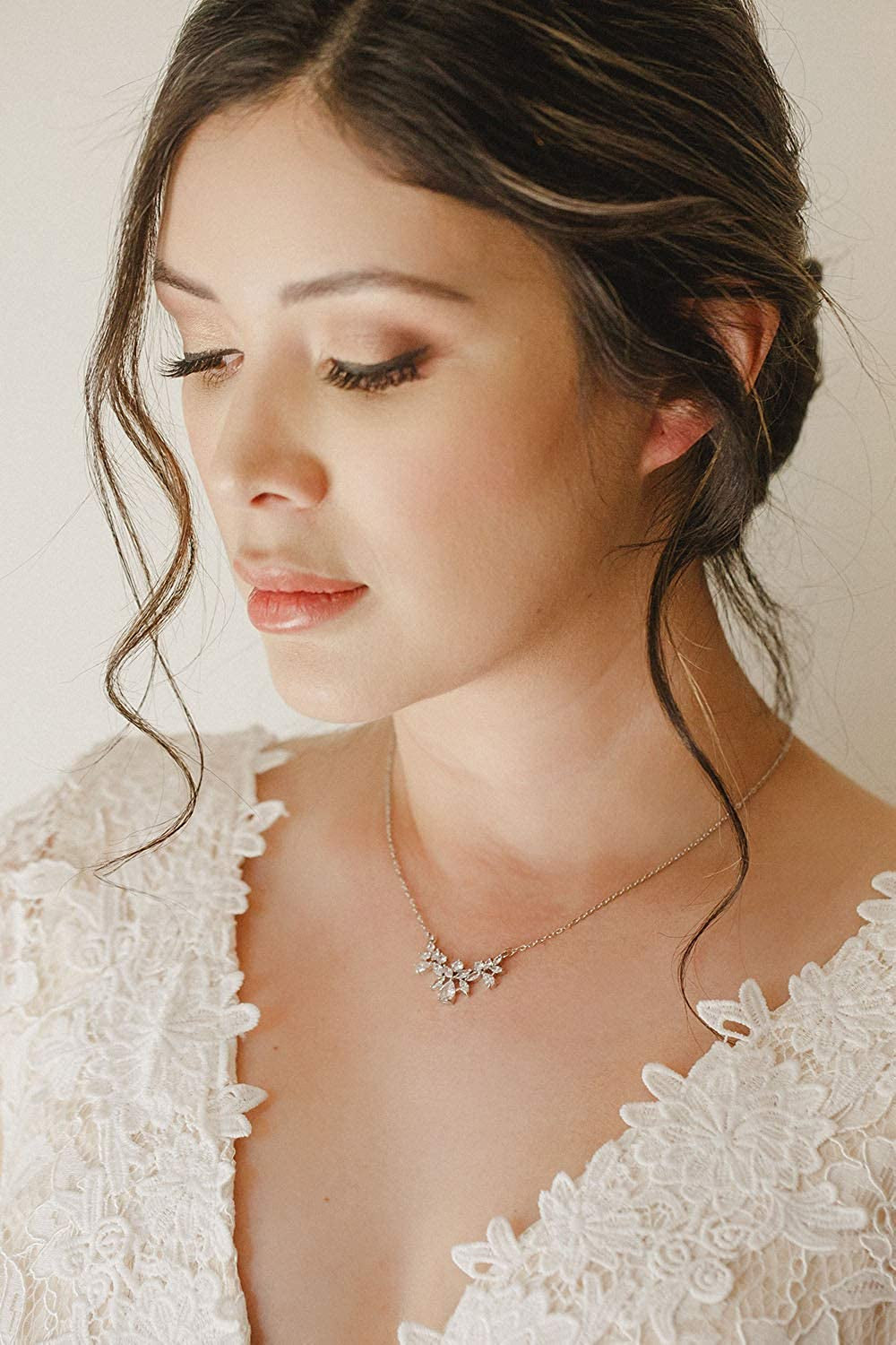 SWEETV Cubic Zirconia Wedding Bridal Backdrop Necklace for Brides, Crystal Dainty Back Necklace, Body Chain Jewelry for Women Prom Apparel & Accessories > Jewelry > Necklaces SWEETV   