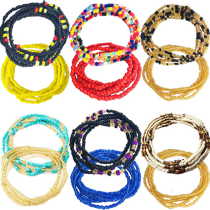 Tuoshei 12 Pieces Summer Jewelry Waist Bead Set Colorful Waist Bead Belly Bead African Waist Bead Body Chain Beaded Belly Chain Bikini Jewelry for Woman Girl (12PCS Style7) (Style 1) Apparel & Accessories > Jewelry > Body Jewelry Tuoshei style 1  
