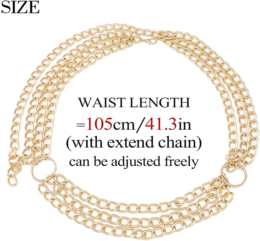 Bodiy Layered Belly Waist Chain Belt Gold Cuban Body Chains Bikini Rave Party Body Jewelry for Women and Girls Apparel & Accessories > Jewelry > Body Jewelry BODIY   