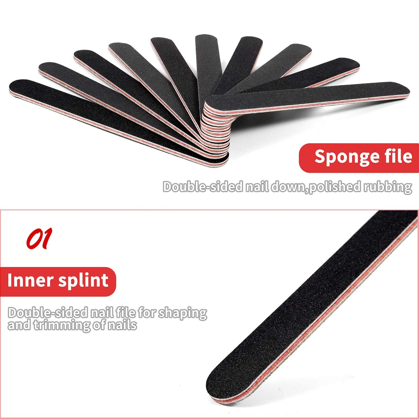 Nail File Emery Board Nail Care Double Sided 100 180 Grit Gel Acrylic Dip Black Nail Buffering Files Professional Manicure Pedicure Tools 10Pcs/Pack Nail Files Set for Home and Salon Use Health & Beauty > Personal Care > Cosmetics > Cosmetic Tools > Nail Tools Lulia   
