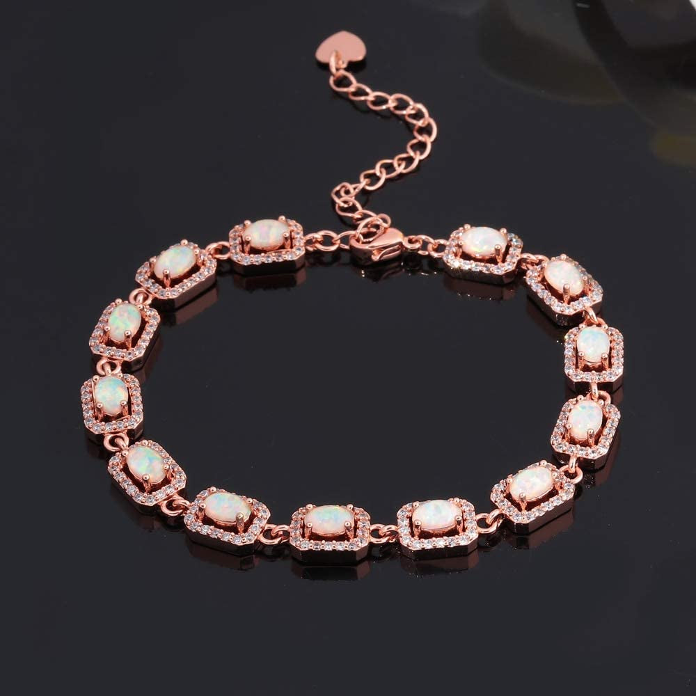 Cinily Adjustable Fire Opal Bracelets for Women Girls White Gold/Rose Gold Plated Gemstone Bracelet Opal Jewelry Gifts Apparel & Accessories > Jewelry > Bracelets Shenzhen Xi En Jewelry co.,ltd   