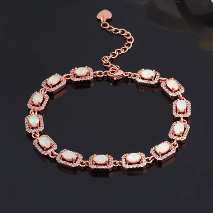 Cinily Adjustable Fire Opal Bracelets for Women Girls White Gold/Rose Gold Plated Gemstone Bracelet Opal Jewelry Gifts Apparel & Accessories > Jewelry > Bracelets Shenzhen Xi En Jewelry co.,ltd   