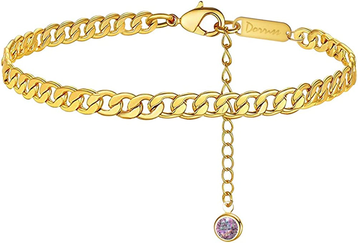 Stainless Steel Ankle Bracelets, Adjustable Chain Anklets Feet Jewelry with Gift Card & Box for Women, Men, Couple Anklet for Daily, Party, Beach, Wedding Apparel & Accessories > Jewelry > Anklets HX SHARE 18k gold  