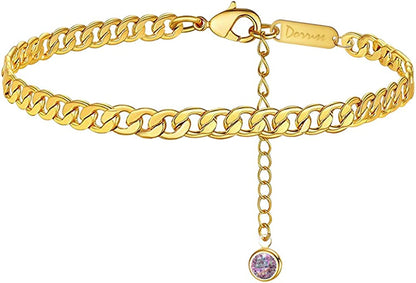 Stainless Steel Ankle Bracelets, Adjustable Chain Anklets Feet Jewelry with Gift Card & Box for Women, Men, Couple Anklet for Daily, Party, Beach, Wedding Apparel & Accessories > Jewelry > Anklets HX SHARE 18k gold  