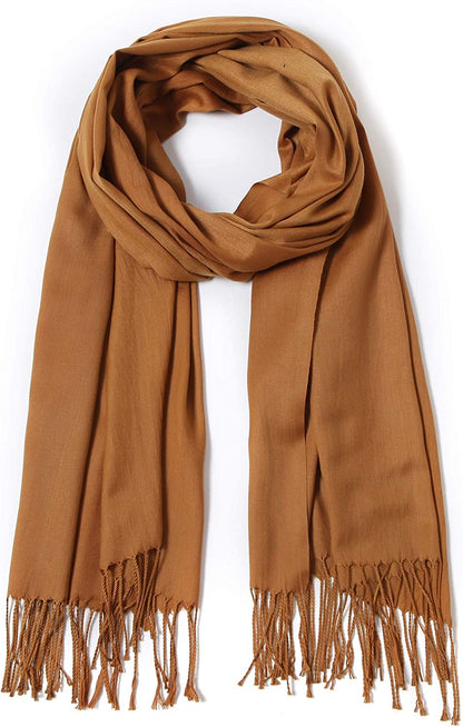 Pashmina Shawls and Wraps Large Scarfs for Women Wedding Party Bridal Long Fashion Solid Shawl Wrap with Fringes Apparel & Accessories > Clothing Accessories > Scarves & Shawls Cindy & Wendy Ginger  