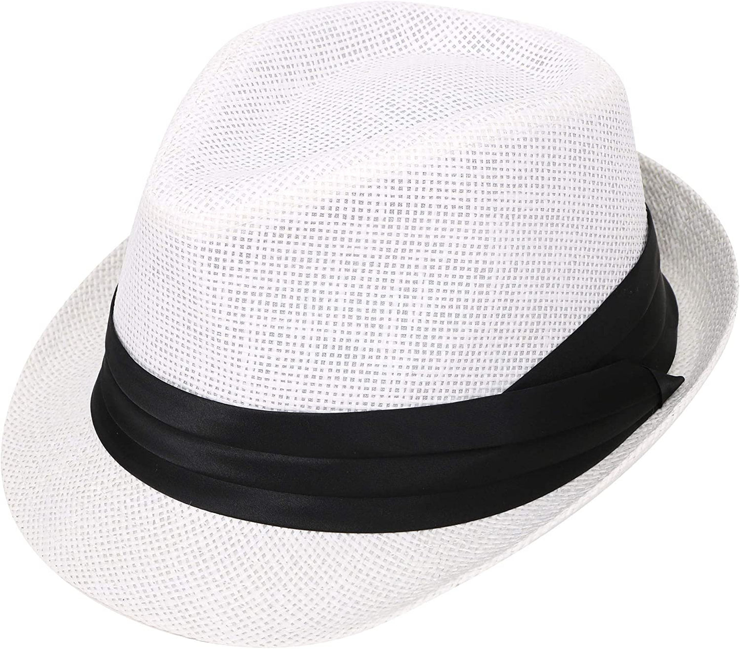 Simplicity Fedora for Men Women Unisex Men'S Women'S Classic Manhattan Structured Gangster Trilby Fedora Hat Apparel & Accessories > Clothing Accessories > Hats Simplicity White Small-Medium 