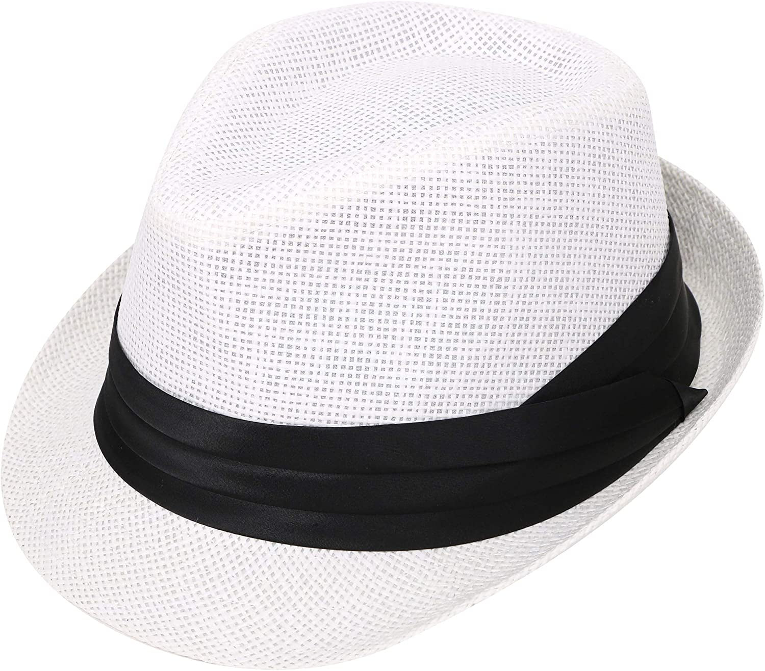 Simplicity Fedora for Men Women Unisex Men'S Women'S Classic Manhattan Structured Gangster Trilby Fedora Hat Apparel & Accessories > Clothing Accessories > Hats Simplicity White Small-Medium 