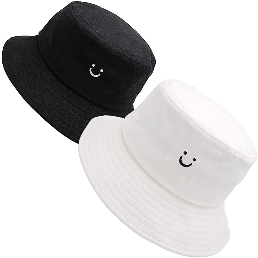 Maxnova Bucket Hats Summer Travel Beach Sun Hat Outdoor Cap Unisex 2Pack Apparel & Accessories > Clothing Accessories > Hats MaxNova 2pack Black/White  