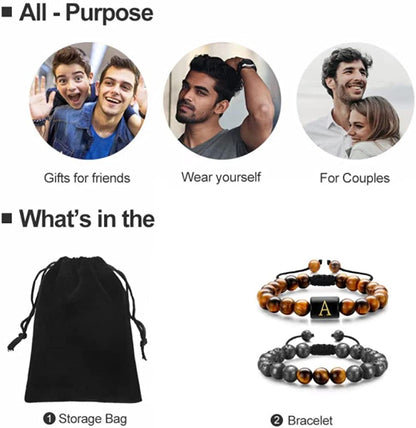Lava Rock Bracelets for Men, 8Mm Tiger Eye Lava Rock Stone Mens Beaded Bracelets Men Bracelets Set Initial Bracelets for Men Adjustable Bracelet Jewelry Gifts for Men Father Boyfriends Husband Apparel & Accessories > Jewelry > Bracelets M MOOHAM   
