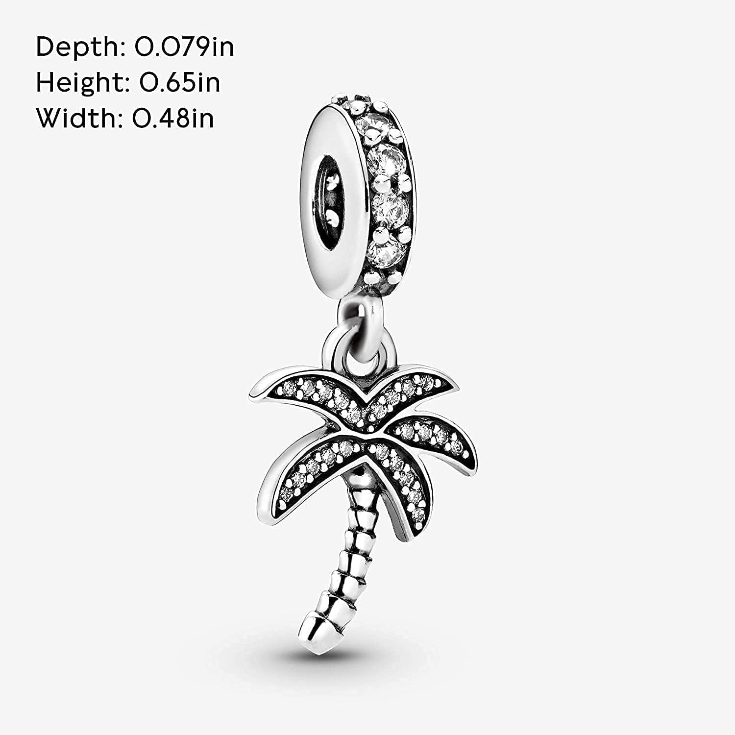 EZ Tuxedo Palm Tree Dangle Charms 925 Sterling Silver Tree Pendant with Cubic Zirconia for Bracelets Apparel & Accessories > Jewelry > Bracelets EZ Tuxedo pandora charms summer   