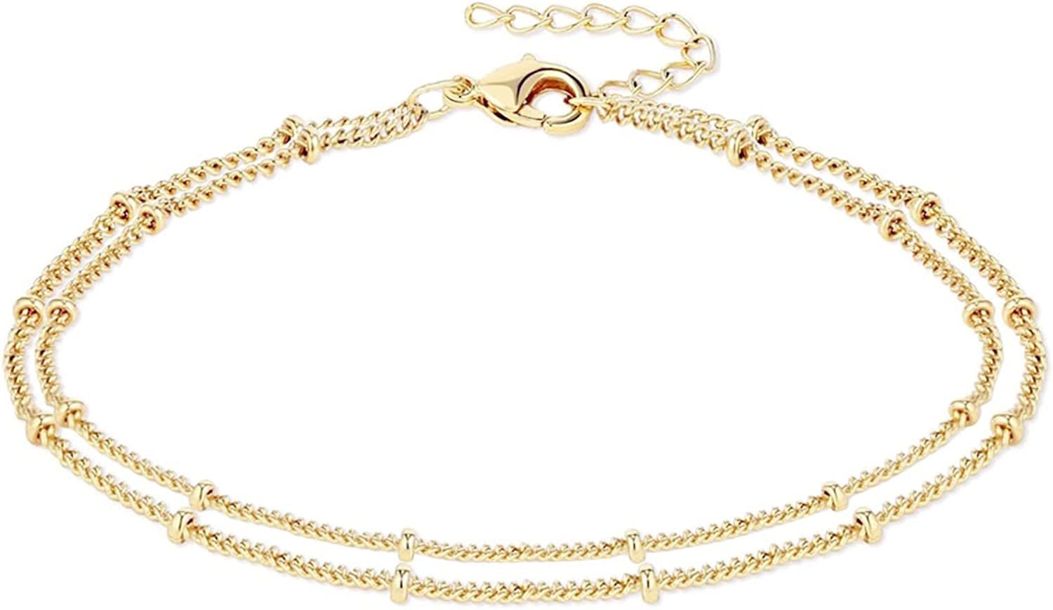 Dainty Gold Chain Anklet,Simple Delicate Figaro Chain Ankelt,Curb Chain Anklet,Coin Chain Anklet,Satellite Chain Anklet,Link Chain Ankle Bracelet,Chain Anklets for Women Apparel & Accessories > Jewelry > Anklets DeScount Gold Layered Satellite  