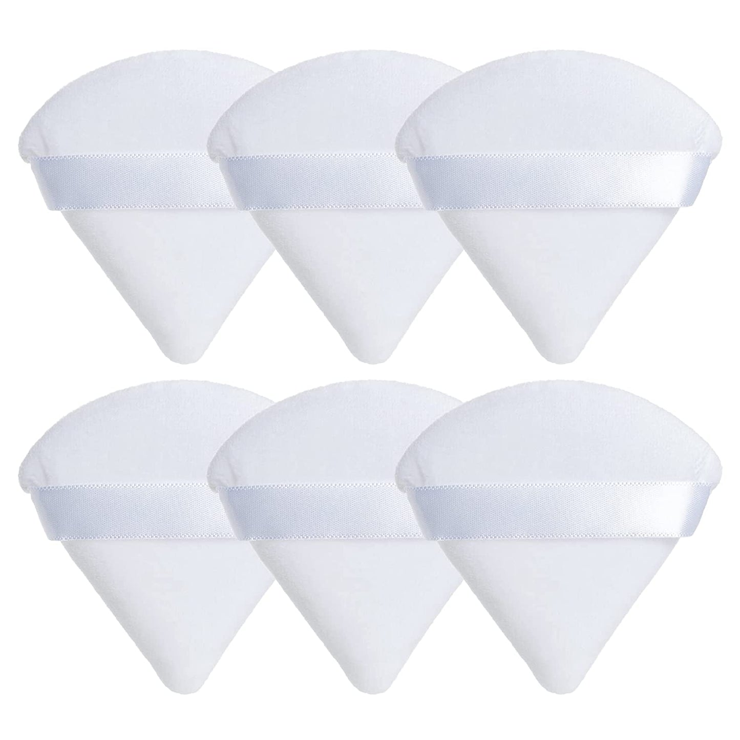 MOTZU 6 Pieces Pure Cotton Powder Puff, Made of Cotton Velour in Triangle Wedge Shape Designed for Contouring, under Eyes and Corners, 2.76 Inch Normal Size, with Strap, Makeup Tool for Cosmetic Health & Beauty > Personal Care > Cosmetics > Cosmetic Tools > Makeup Tools MOTZU White  