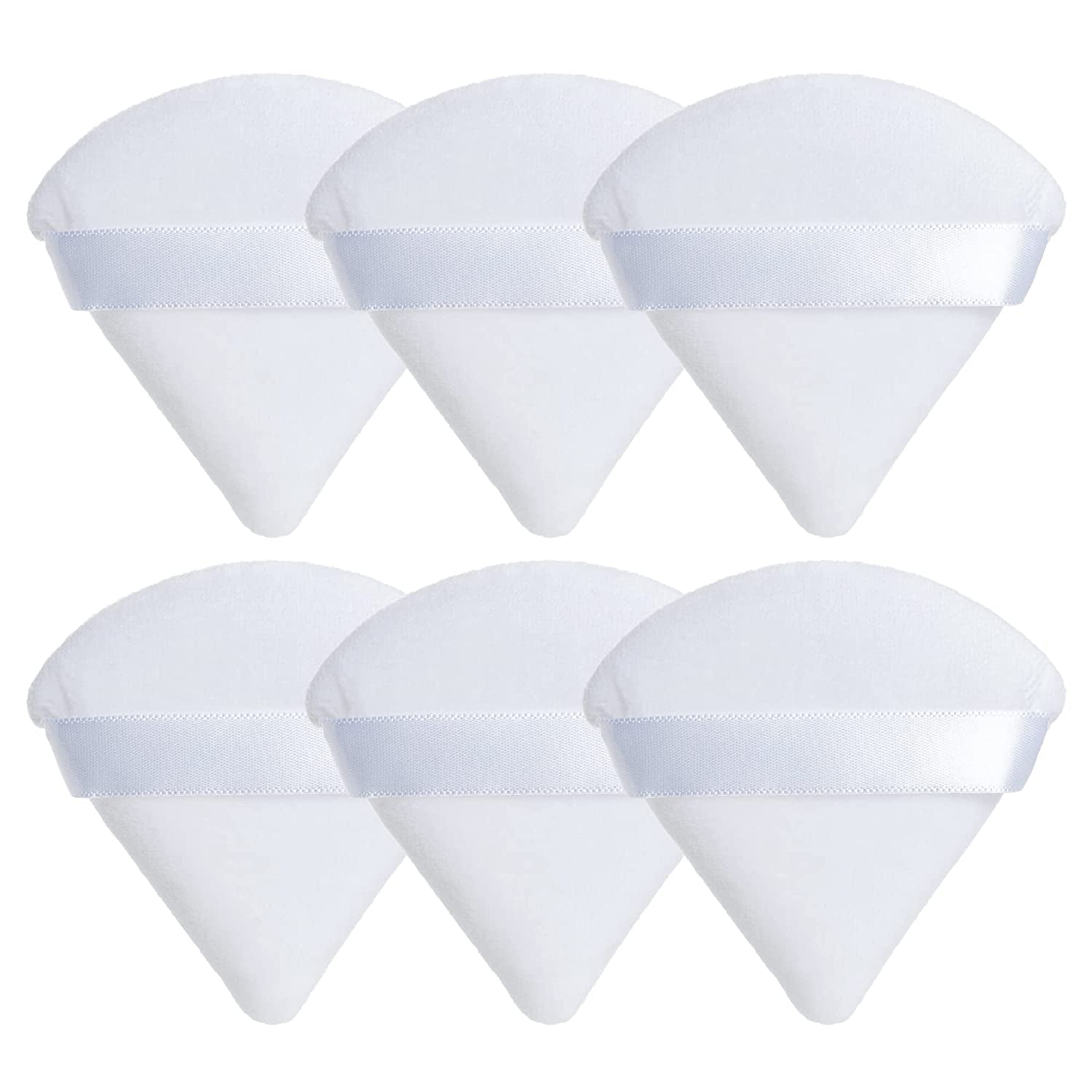 MOTZU 6 Pieces Pure Cotton Powder Puff, Made of Cotton Velour in Triangle Wedge Shape Designed for Contouring, under Eyes and Corners, 2.76 Inch Normal Size, with Strap, Makeup Tool for Cosmetic Health & Beauty > Personal Care > Cosmetics > Cosmetic Tools > Makeup Tools MOTZU White  