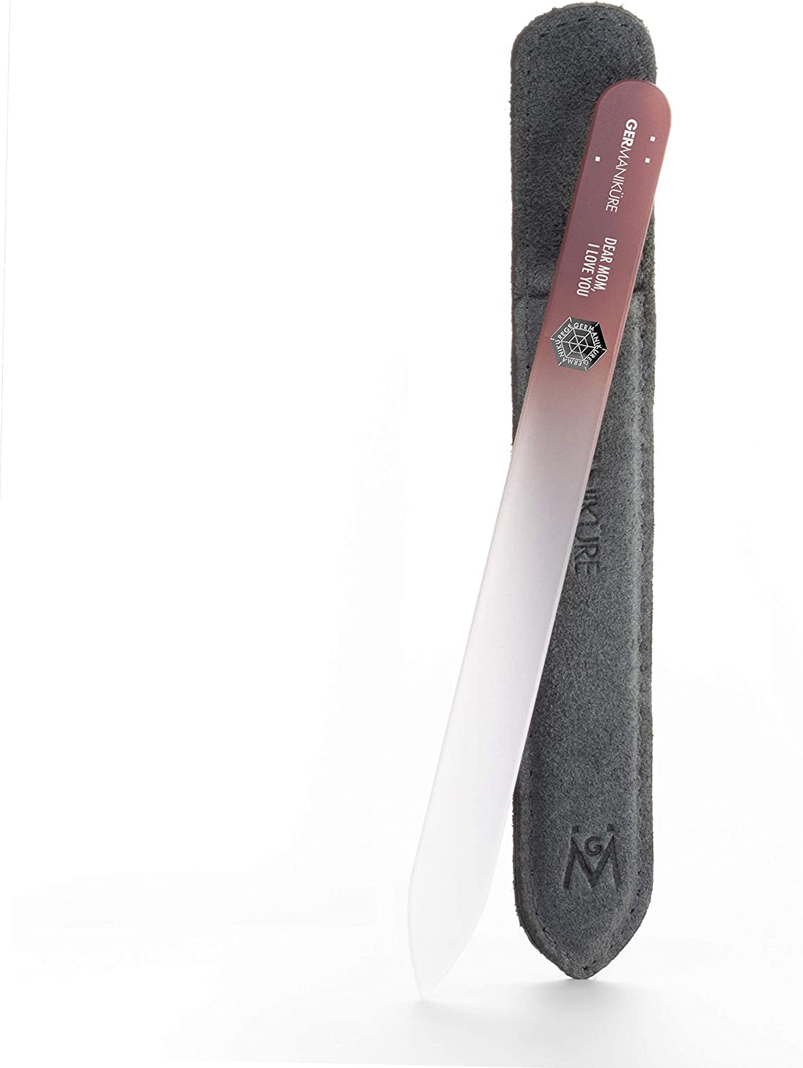 GERMANIKURE Mantra Glass Nail File in Suede Case, Ethically Made in Czech Republic - Professional Manicure & Pedicure Tools for Smooth Easy Shaping of Natural Fingernails Health & Beauty > Personal Care > Cosmetics > Cosmetic Tools > Nail Tools GERmanikure Dear Mom I Love You  
