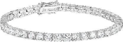 Essentials Plated Sterling Silver round Cut Cubic Zirconia Tennis Bracelet Apparel & Accessories > Jewelry > Bracelets KYLIE MAX Platinum Plated Sterling Silver 4mm 8" length