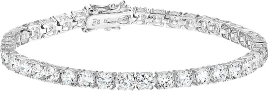 Essentials Plated Sterling Silver round Cut Cubic Zirconia Tennis Bracelet Apparel & Accessories > Jewelry > Bracelets KYLIE MAX Platinum Plated Sterling Silver 4mm 8" length