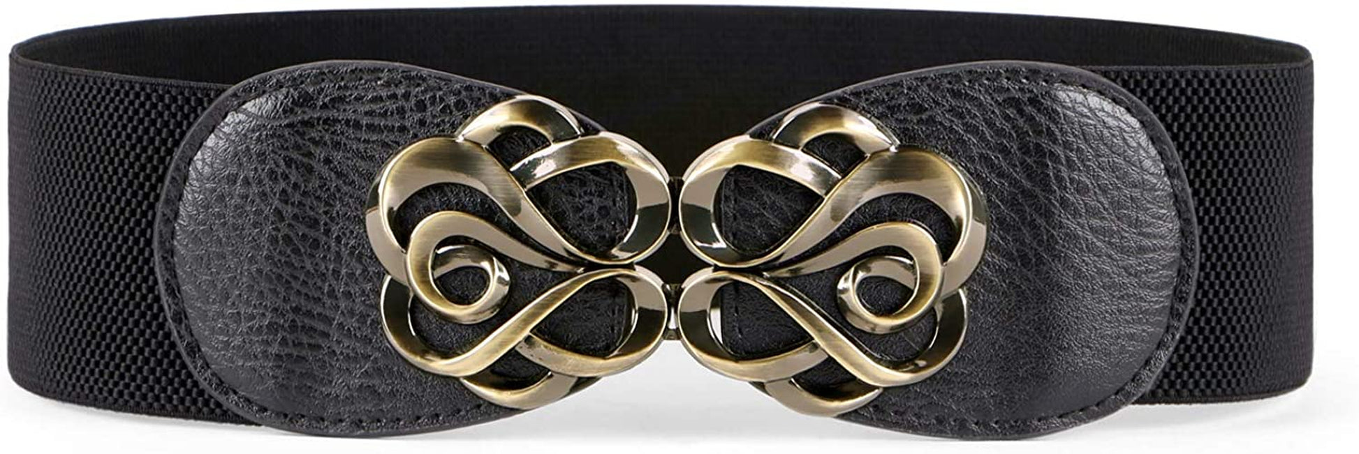 JASGOOD Women Stretchy Belt for Dresses Vintage Elastic Wide Waist Belt Apparel & Accessories > Clothing Accessories > Belts KYLIE MAX Q-black Suit for waist size 37"-43" 