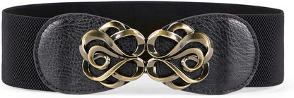 JASGOOD Women Stretchy Belt for Dresses Vintage Elastic Wide Waist Belt Apparel & Accessories > Clothing Accessories > Belts KYLIE MAX Q-black Suit for waist size 37"-43" 