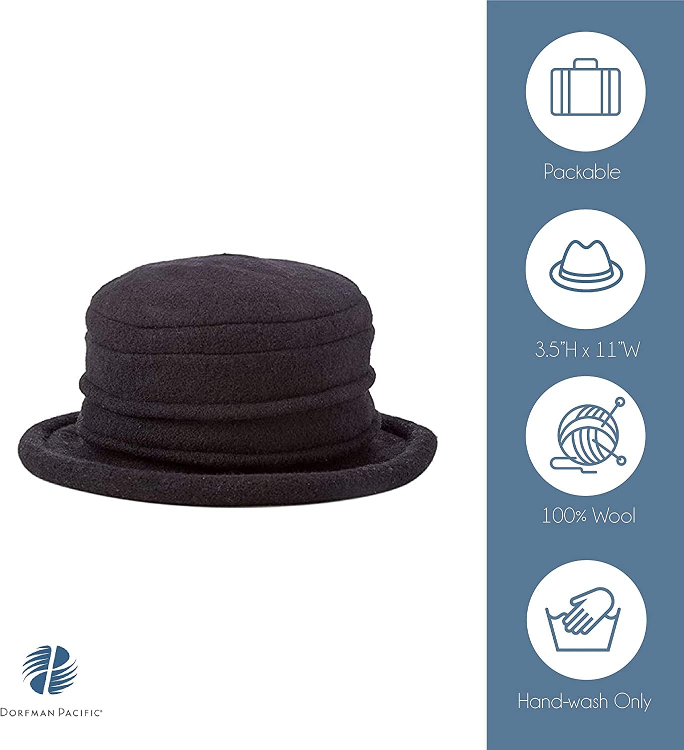 Scala Women'S Packable Boiled Wool Cloche Apparel & Accessories > Clothing Accessories > Headwear Scala Women's Accessories   
