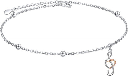 DAOCHONG Anklet for Women S925 Sterling Silver Adjustable Foot Chain Ankle Bracelet Anklets Jewelry Apparel & Accessories > Jewelry > Anklets harmonyball jewelry 03_Music Note  