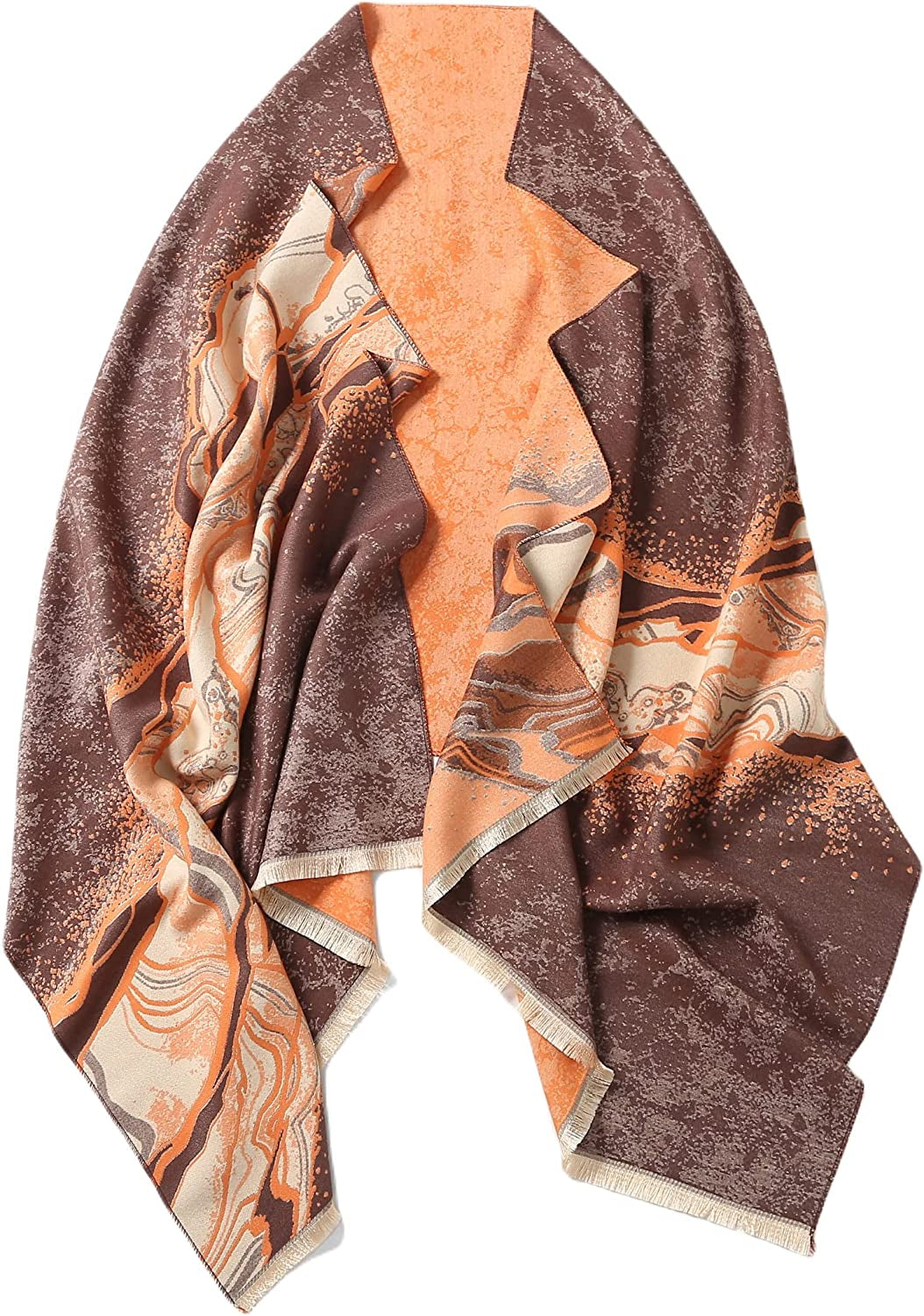 Jeelow Winter Pashmina Blanket Scarfs Shawls Wraps Open Front Poncho Cape for Women Wedding Evening Dresses Apparel & Accessories > Clothing Accessories > Scarves & Shawls Jeelow Double Side Orange  