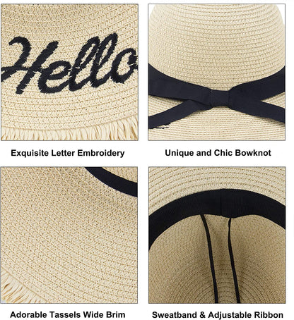 Muryobao Womens Wide Brim Straw Hat Floppy Foldable Roll up Cap Beach Sun Hat for Summer UV UPF50+ Apparel & Accessories > Clothing Accessories > Hats Muryobao   