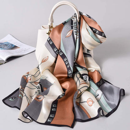 Women'S Mulberry Silk Scarf Floral Print Satin Long Scarf Wrap Shawl Apparel & Accessories > Clothing Accessories > Scarves & Shawls Smi&Love   