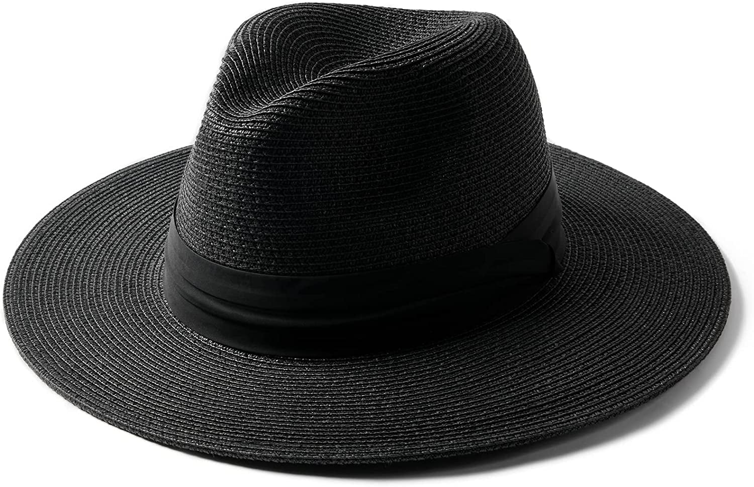 FURTALK Panama Hat Sun Hats for Women Men Wide Brim Fedora Straw Beach Hat UV UPF 50 Apparel & Accessories > Clothing Accessories > Hats KYLIE MAX Black Medium 