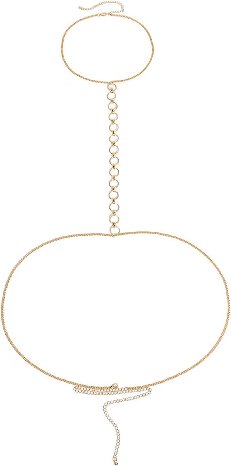 Body Chains for Women Sexy Skinny Crossover Full Body Jewelry for Bikini Swimsuit Wedding Dress Necklace and Belly Chain Set Apparel & Accessories > Jewelry > Body Jewelry Tosmifairy   