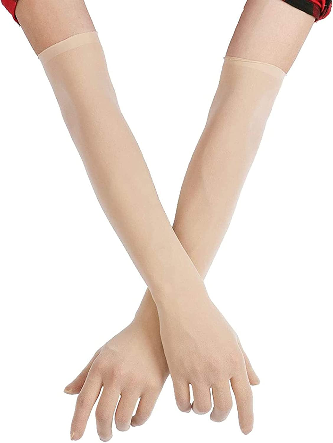 TAIKMD Women Mesh See through Evening Gloves Opera Length Glove Mittens Apparel & Accessories > Clothing Accessories > Gloves & Mittens TAIKMD Nude  