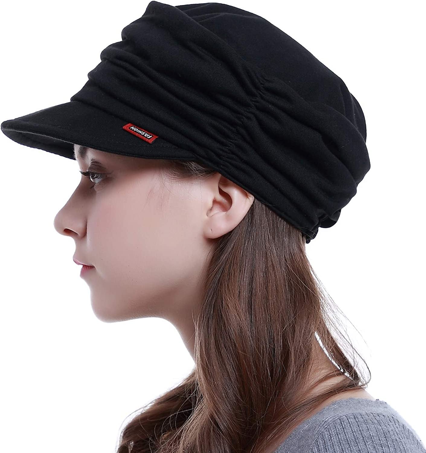 Auemdrey Fashion Hat Cap with Brim Visor for Woman Ladies, Best for Daily Use Apparel & Accessories > Clothing Accessories > Hats Auemdrey Black  