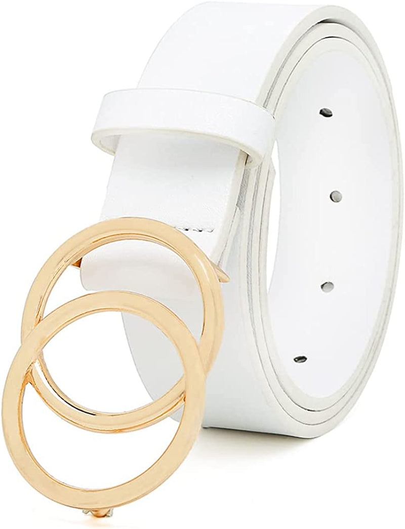 Earnda Women'S Leather Belt Fashion Soft Faux Leather Waist Belts for Jeans Dress Apparel & Accessories > Clothing Accessories > Belts Earnda White Medium: fits waist from 31"-34" 