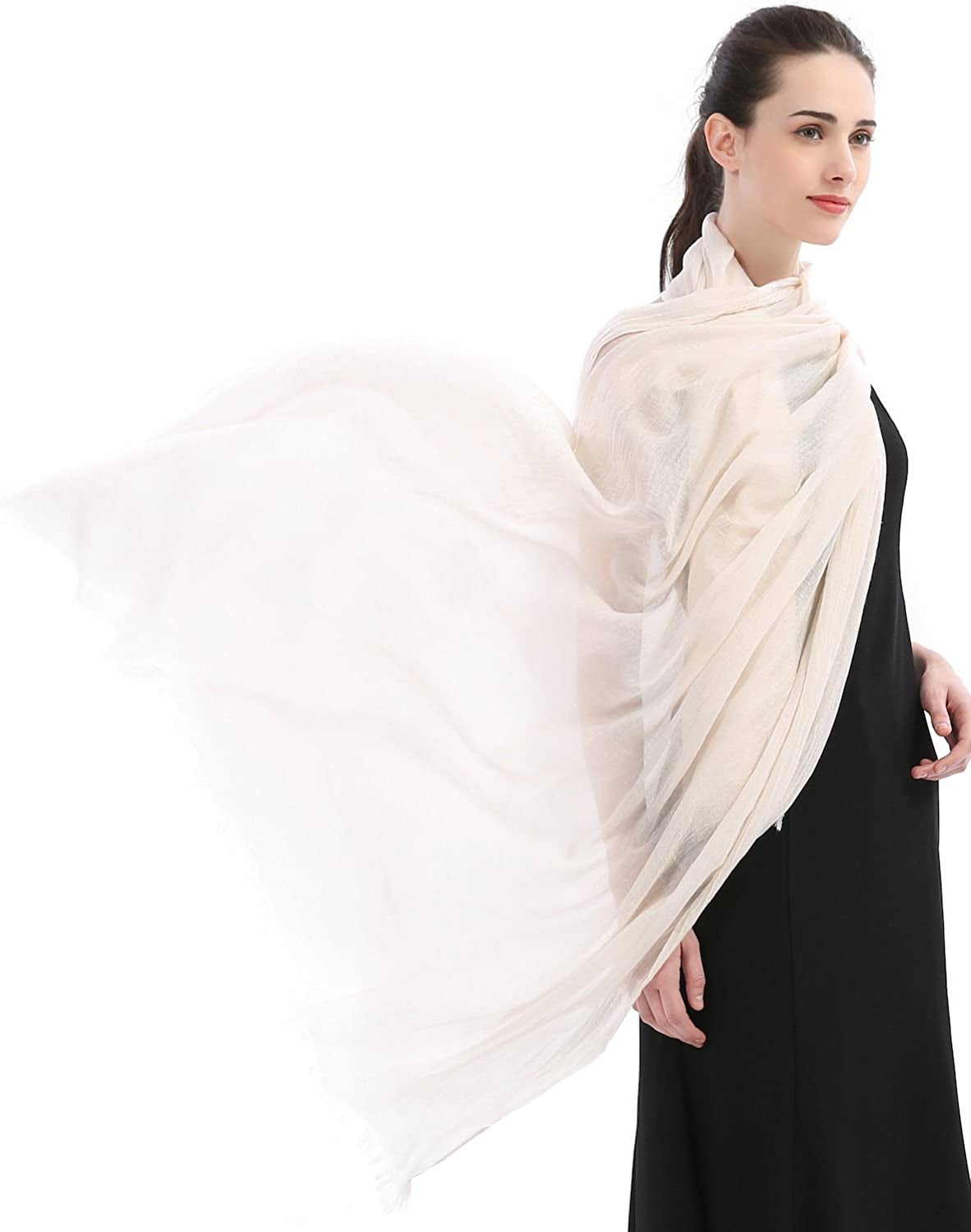 Premium Women Extreme Soft Scarf Wrap Shawl for Any Season, Super Size, Rich Color Choice Apparel & Accessories > Clothing Accessories > Scarves & Shawls kolumb Cream  