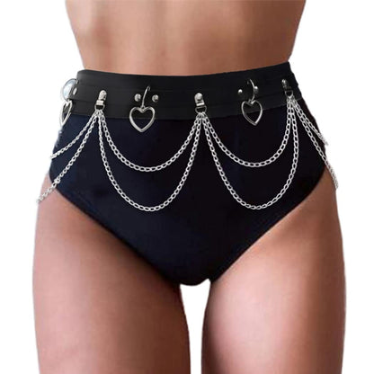 Reetan Punk Body Chains Black Layered Waist Chain Leather Belt Belly Chains Rave Party Body Jewelry Accessories for Women and Girls (1) Apparel & Accessories > Jewelry > Body Jewelry REETAN 1  