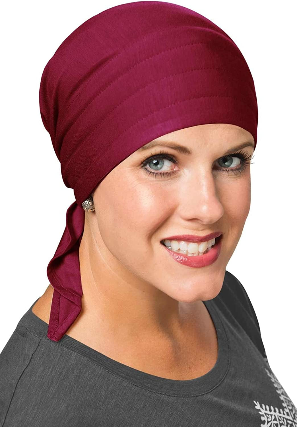 Cardani Instant Tie Headscarf - Padded Easy Tie Triangle Scarf in Luxury Viscose from Bamboo Apparel & Accessories > Clothing Accessories > Headwear Cardani Luxury Bamboo - Bordeaux One Size 