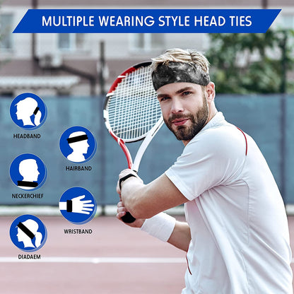 Tarpop 6 Pieces Head Tie Sports Headband Tennis Athletic Bandana Sweat Wicking Hair Band Tie-Dye Elastic Headband Unisex for Men Women Jogging Running Tennis Football Volleyball Rowing Apparel & Accessories > Clothing Accessories > Bandanas & Headties Tarpop   
