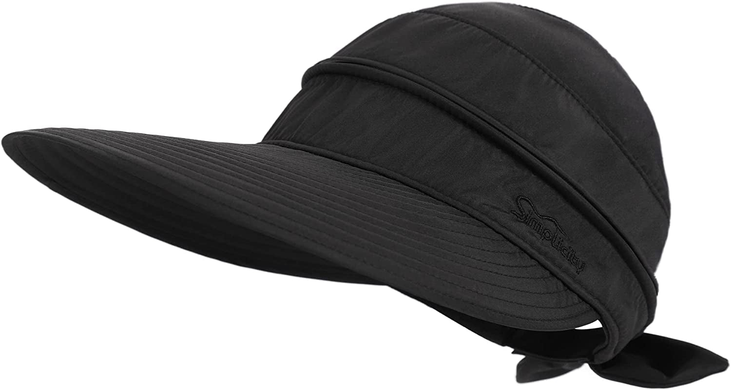 Simplicity Hats for Women UPF 50+ UV Sun Protective Convertible Beach Visor Hat Apparel & Accessories > Clothing Accessories > Hats Simplicity Black One Size 
