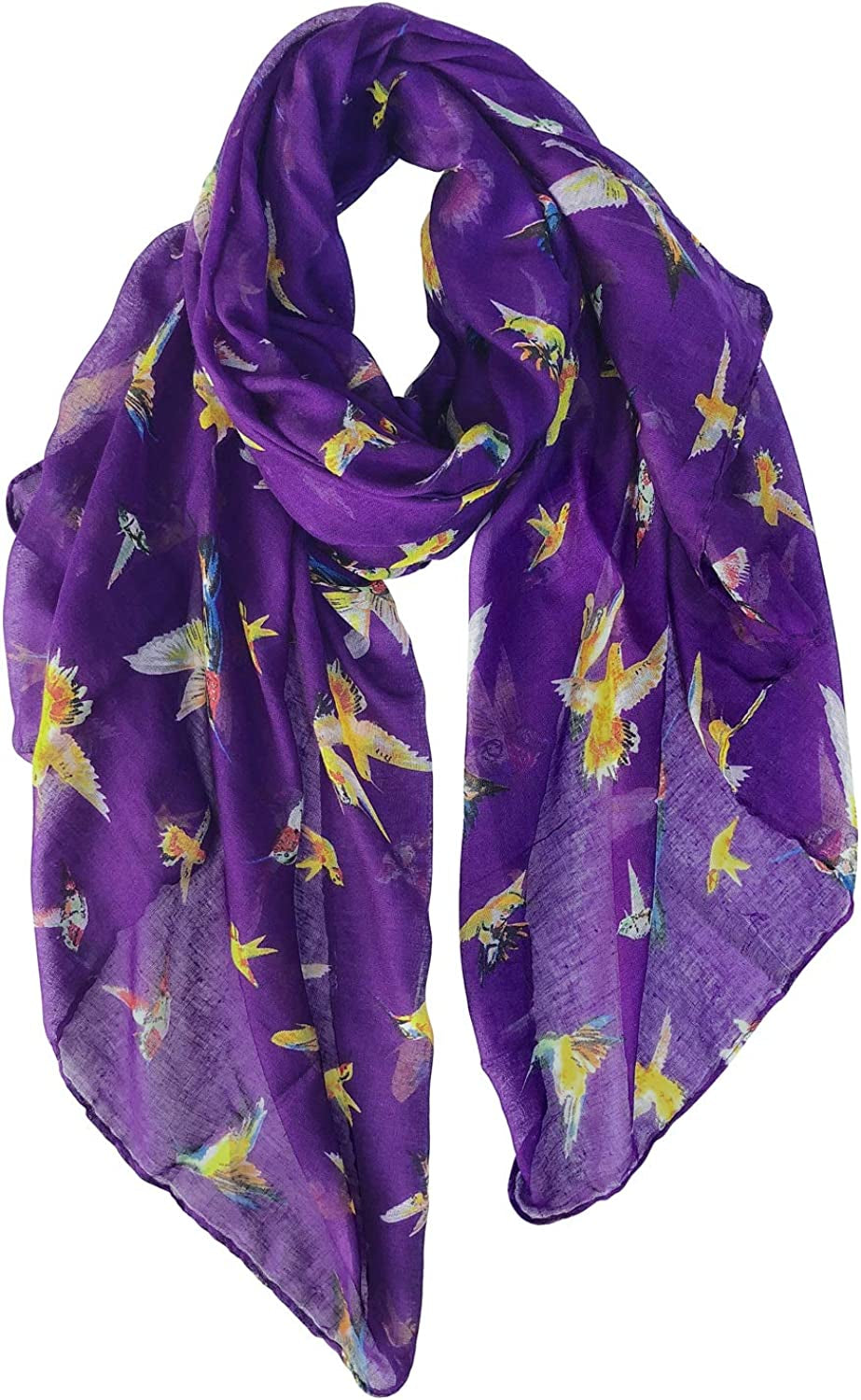 GERINLY Scarfs for Women Lightweight Floral Birds Print Cotton Scarves and Wraps for Holiday Shawl Apparel & Accessories > Clothing Accessories > Scarves & Shawls GERINLY Z-purple  