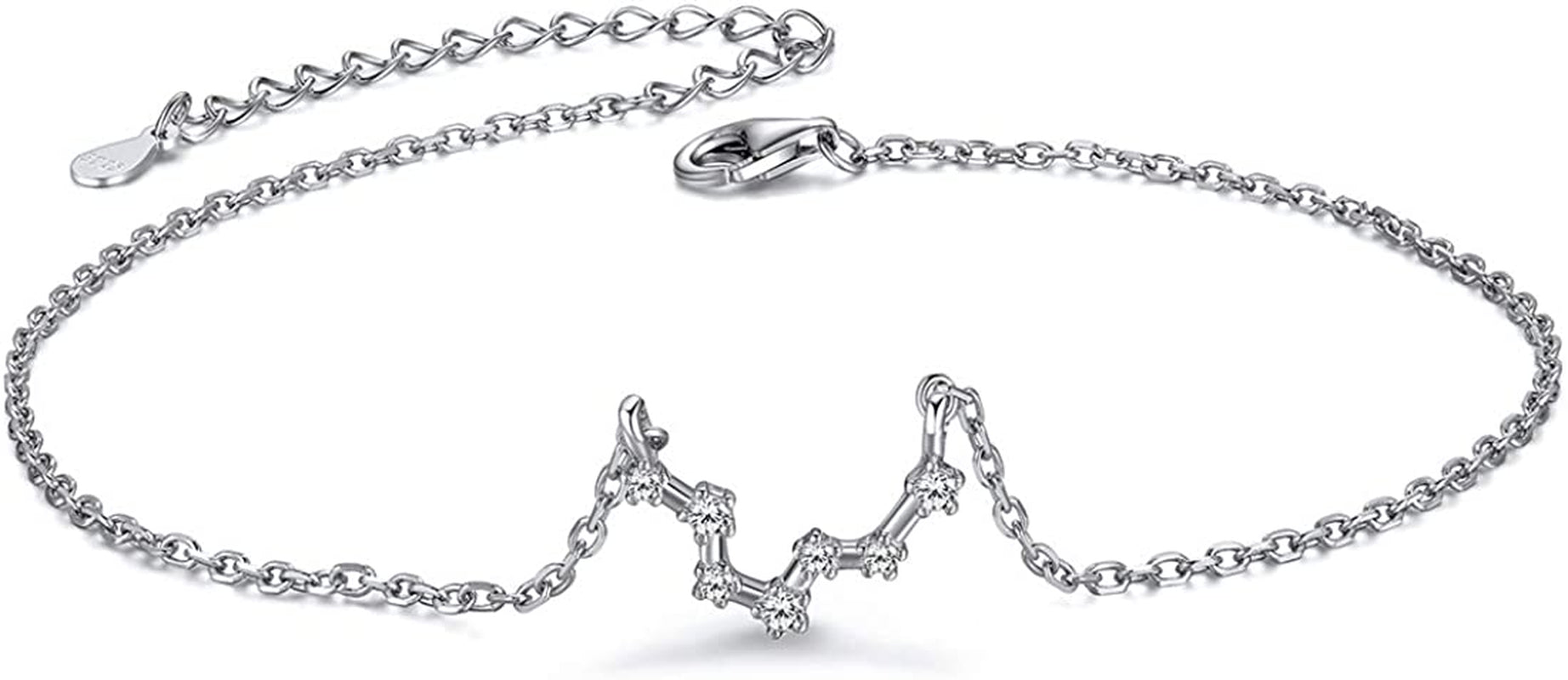 Chicsilver 12 Constellation Zodiac Anklet for Women Girls Sterling Silver Cubic Zirconia Horoscope Ankle Bracelets, 8"-10" Adjustable(With Gift Box) Apparel & Accessories > Jewelry > Anklets ChicSilver Jewelry Pisces (Feb 19 - Mar20)  