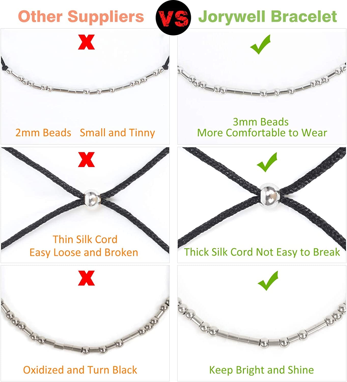 Fuck off Morse Code Bracelets, 3Mm Silver and Gold Beads on Silk Cord Funny Bracelet for Women Girls-Drive Away All Bad Things Apparel & Accessories > Jewelry > Bracelets Jorywell   