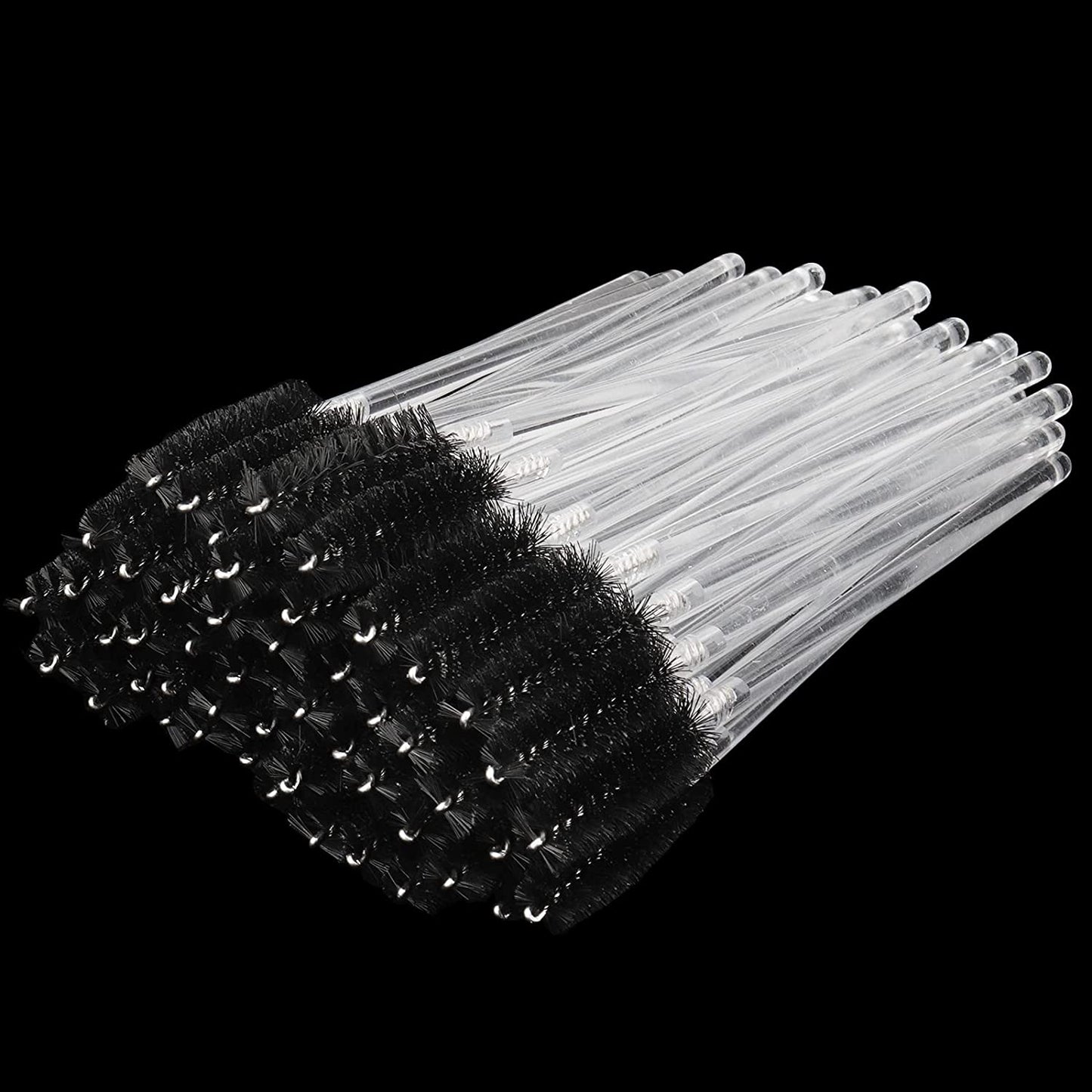 Myaokue-Up 300 Pack Disposable Mascara Wands Crystal Gold Handle Brush Lash Wand Eyelash Extension Tool Bulk Makeup Applicator (Crystal Blue/Deep Green-) Health & Beauty > Personal Care > Cosmetics > Cosmetic Tools > Makeup Tools myaokue-up Clear-Black  